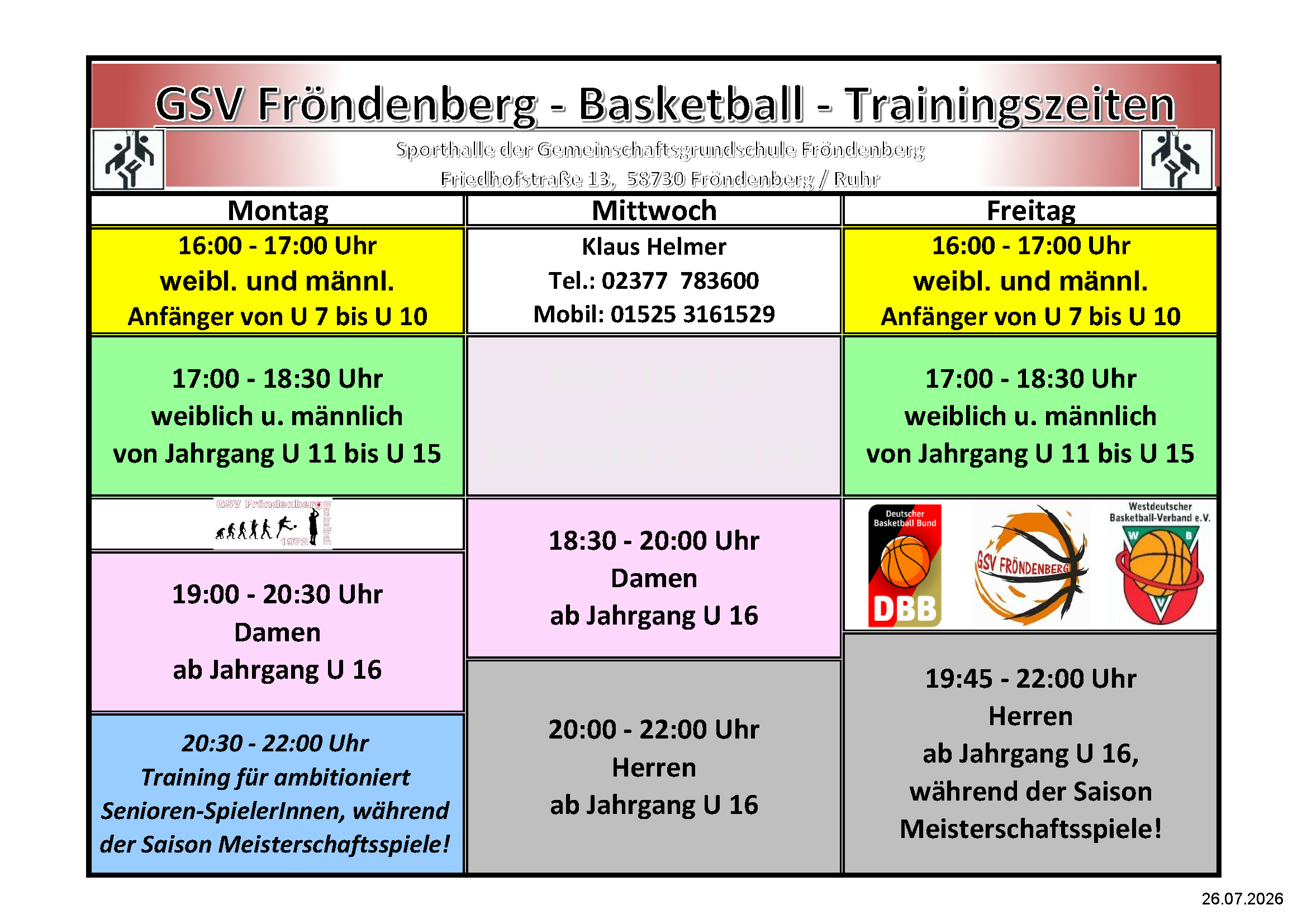 Trainingszeiten 2025 12 16